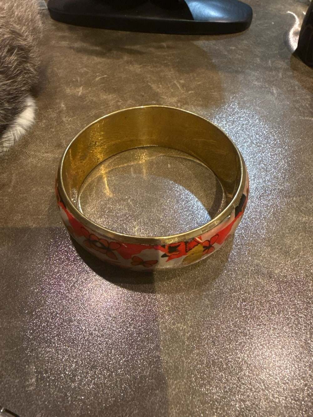 Unbranded Butterfly Bangle Bracelet Red Floral Enamel